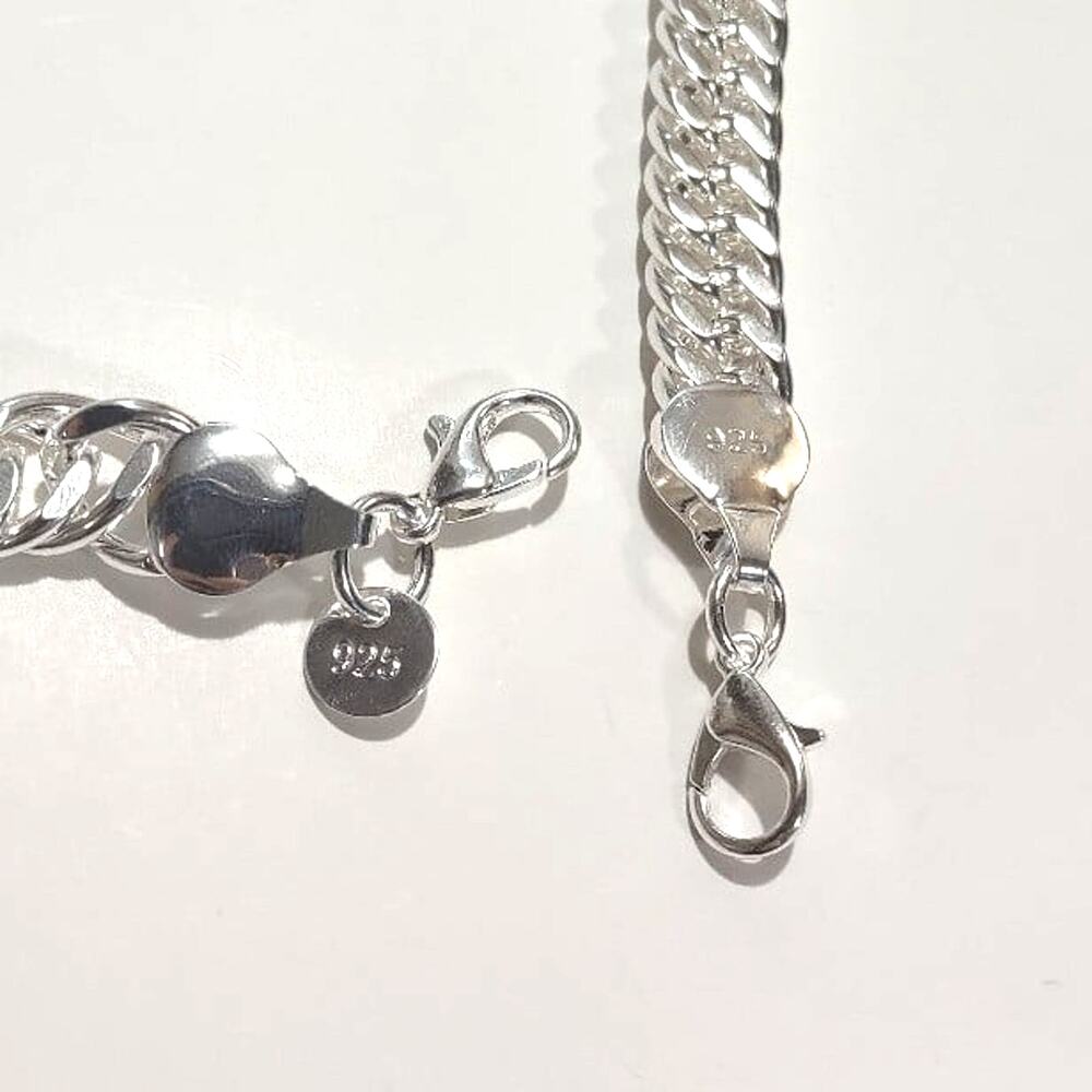 925 Silver Plated Necklace Bracelet Set 10mm Double Chain Valentine Gift